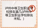 泸州中等卫生职业学校排名第几(泸州中等卫生职业学校排名未知。)