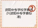 资阳中专学校学费多少(资阳中专学费标准)