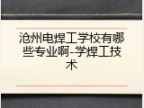 沧州电焊工学校有哪些专业啊-学焊工技术