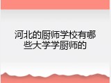 河北的厨师学校有哪些大学学厨师的