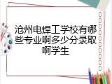 沧州电焊工学校有哪些专业啊多少分录取啊学生