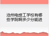 沧州电焊工学校有哪些学院啊多少分能进