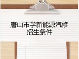 唐山市学新能源汽修招生条件