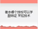 衡水哪个技校可以学厨师证 烹饪技术
