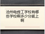 沧州电焊工学校有哪些学校啊多少分能上啊