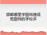 邯郸哪里学厨师速成班厨师的学校多