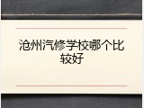 沧州汽修学校哪个比较好