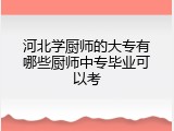 河北学厨师的大专有哪些厨师中专毕业可以考