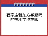 石家庄新东方学厨师的技术学校在哪