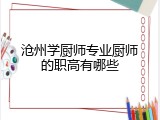 沧州学厨师专业厨师的职高有哪些