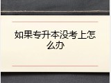 如果专升本没考上怎么办