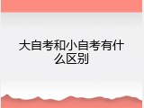 大自考和小自考有什么区别