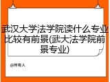 武汉大学法学院读什么专业比较有前景(武大法学院前景专业)