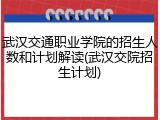 武汉交通职业学院的招生人数和计划解读(武汉交院招生计划)