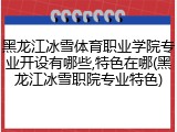 黑龙江冰雪体育职业学院专业开设有哪些,特色在哪(黑龙江冰雪职院专业特色)