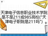 天津电子信息职业技术学院是不是211或985高校("天津电子职院是211吗")