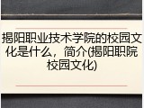 揭阳职业技术学院的校园文化是什么，简介(揭阳职院校园文化)