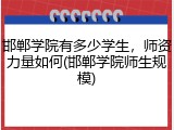 邯郸学院有多少学生，师资力量如何(邯郸学院师生规模)
