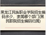 黑龙江民族职业学院招生编码多少，隶属哪个部门(黑民职院招生编码归属)