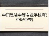 中职是啥中等专业学校啊(中职中专)