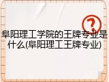 阜阳理工学院的王牌专业是什么(阜阳理工王牌专业)