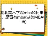 湖北美术学院mba如何申请，是否有mba(湖美MBA申请)