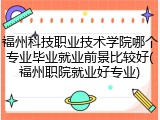 福州科技职业技术学院哪个专业毕业就业前景比较好(福州职院就业好专业)