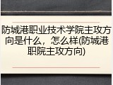 防城港职业技术学院主攻方向是什么，怎么样(防城港职院主攻方向)