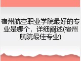 宿州航空职业学院最好的专业是哪个，详细阐述(宿州航院最佳专业)
