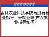 吉林农业科技学院有没有就业指导，好就业吗(吉农就业指导如何)