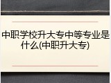 中职学校升大专中等专业是什么(中职升大专)