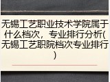 无锡工艺职业技术学院属于什么档次，专业排行分析(无锡工艺职院档次专业排行)