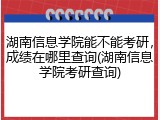 湖南信息学院能不能考研，成绩在哪里查询(湖南信息学院考研查询)