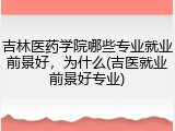 吉林医药学院哪些专业就业前景好，为什么(吉医就业前景好专业)