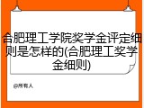 合肥理工学院奖学金评定细则是怎样的(合肥理工奖学金细则)