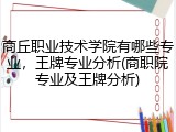 商丘职业技术学院有哪些专业，王牌专业分析(商职院专业及王牌分析)