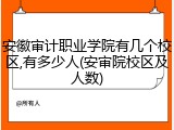 安徽审计职业学院有几个校区,有多少人(安审院校区及人数)