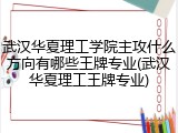 武汉华夏理工学院主攻什么方向有哪些王牌专业(武汉华夏理工王牌专业)
