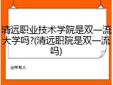 清远职业技术学院是双一流大学吗?(清远职院是双一流吗)