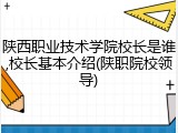陕西职业技术学院校长是谁,校长基本介绍(陕职院校领导)