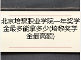 北京培黎职业学院一年奖学金最多能拿多少(培黎奖学金最高额)