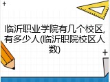 临沂职业学院有几个校区,有多少人(临沂职院校区人数)