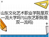 山东文化艺术职业学院是双一流大学吗?(山东艺职院是双一流吗)