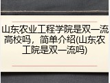 山东农业工程学院是双一流高校吗，简单介绍(山东农工院是双一流吗)