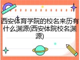 西安体育学院的校名来历有什么渊源(西安体院校名渊源)