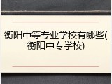 衡阳中等专业学校有哪些(衡阳中专学校)