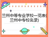 兰州中等专业学校一览表(兰州中专校名录)