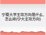 宁夏大学主攻方向是什么，怎么样(宁大主攻方向)