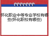 怀化职业中等专业学校有哪些(怀化职校有哪些)