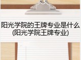 阳光学院的王牌专业是什么(阳光学院王牌专业)